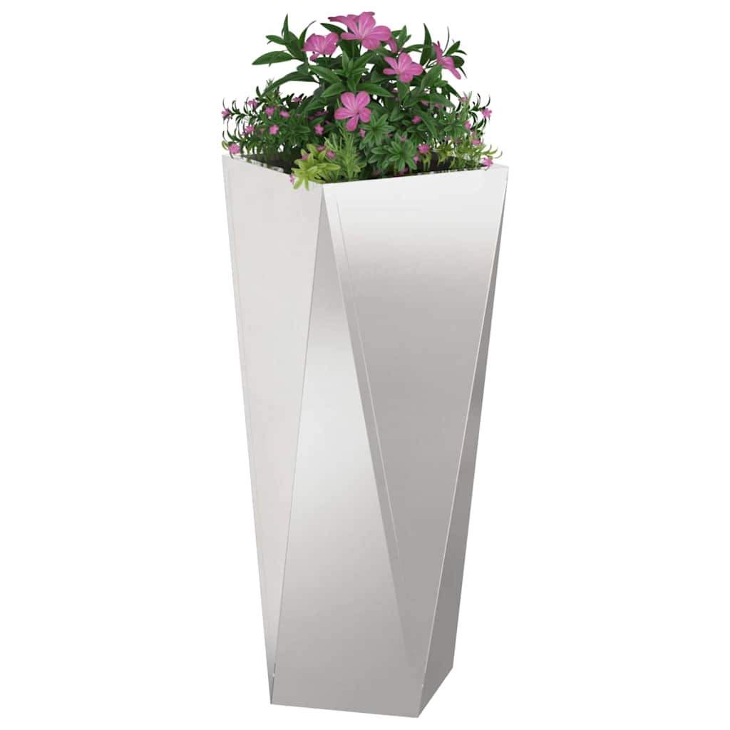 vidaXL Planter 2 pcs Silver 30 x 30 x 75 cm Stainless Steel