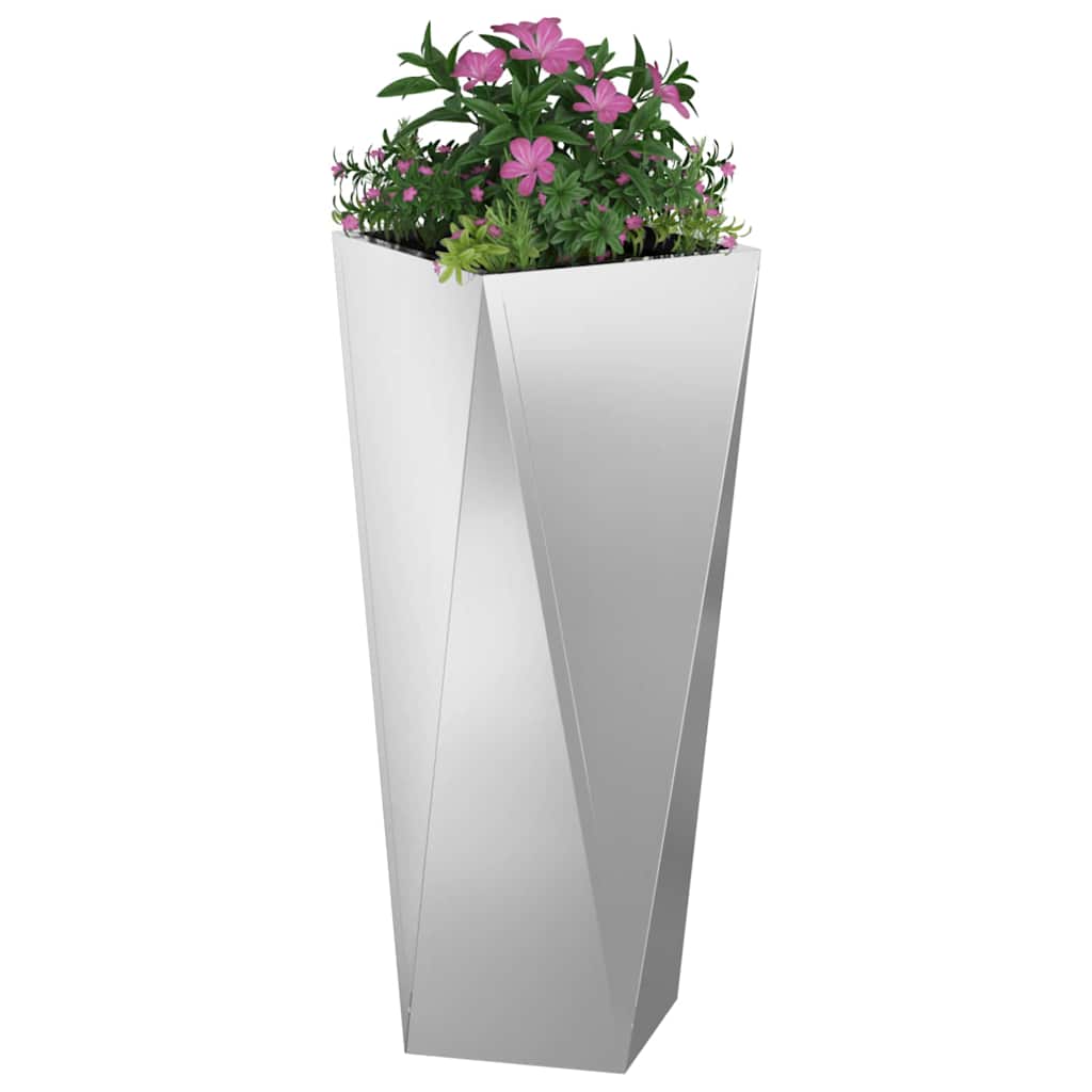vidaXL Planter 2 pcs Silver 30 x 30 x 75 cm Galvanised Steel