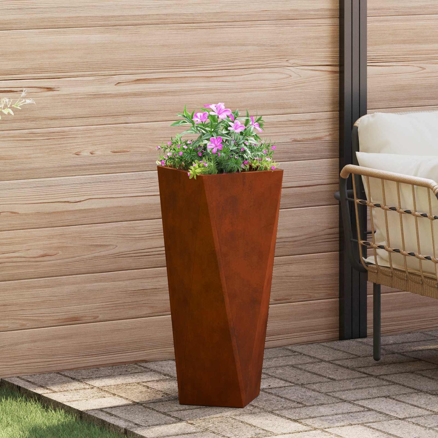 vidaXL Planter 2 pcs Rusty 30 x 30 x 75 cm Weathering Steel