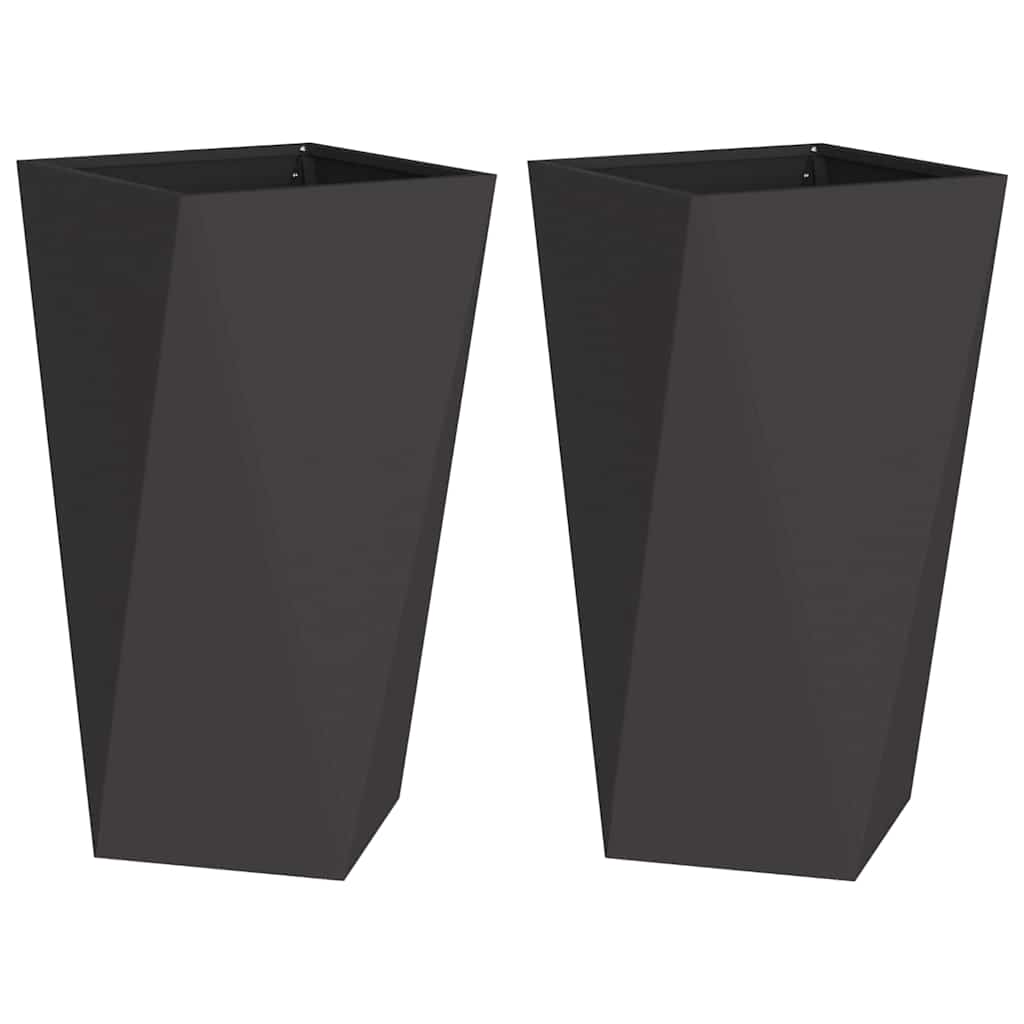 vidaXL Planter 2 pcs Black 40 x 40 x 75 cm Steel