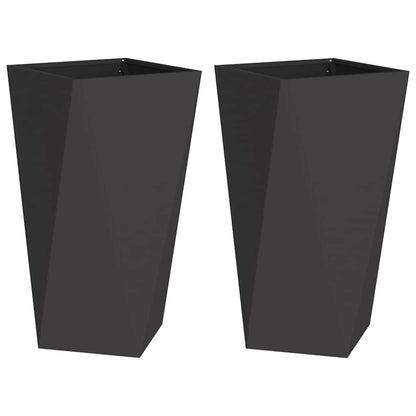 vidaXL Planter 2 pcs Black 40 x 40 x 75 cm Steel