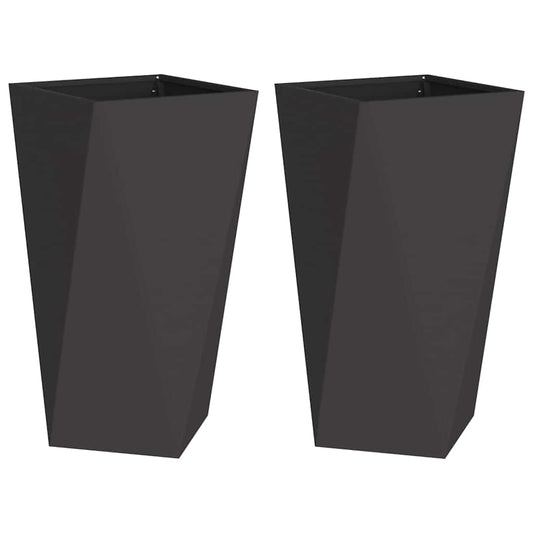 vidaXL Planter 2 pcs Black 40 x 40 x 75 cm Steel