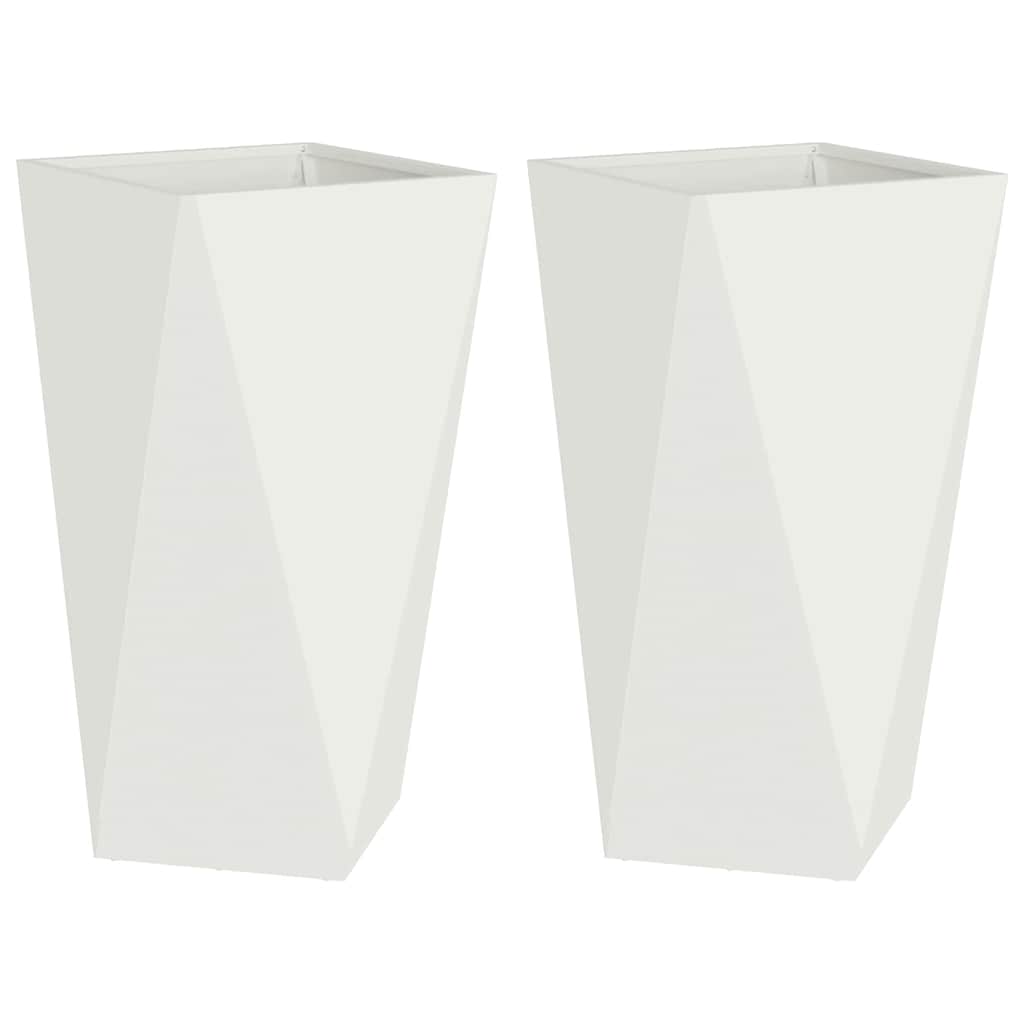 vidaXL Planter 2 pcs White 40 x 40 x 75 cm Steel