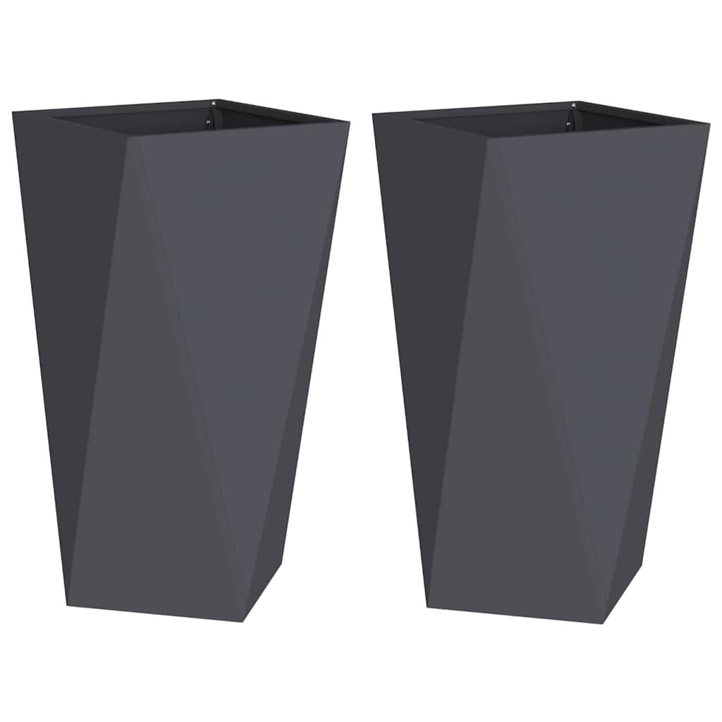 vidaXL Planter 2 pcs Anthracite 40 x 40 x 75 cm Steel