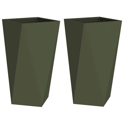 vidaXL Planter 2 pcs Olive Green 40 x 40 x 75 cm Steel