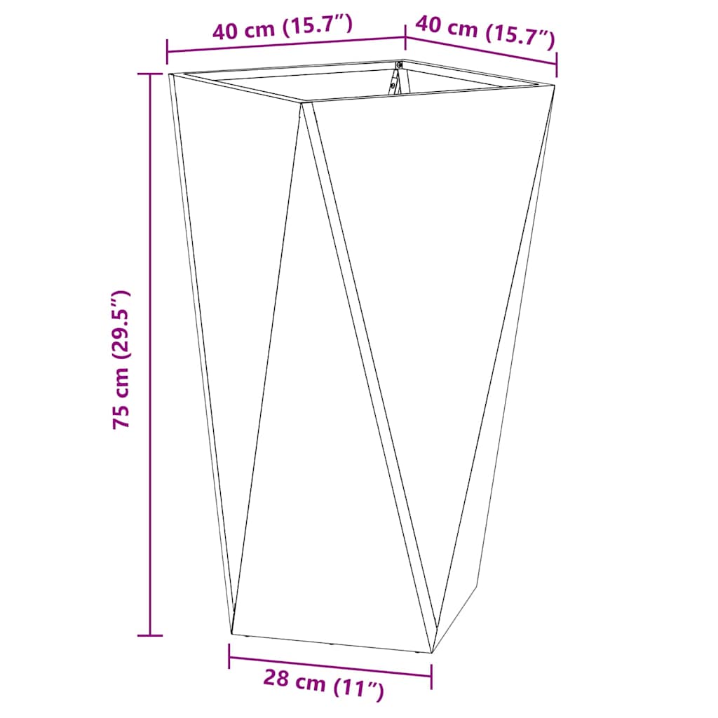 vidaXL Planter Silver 40 x 40 x 75 cm Galvanised Steel