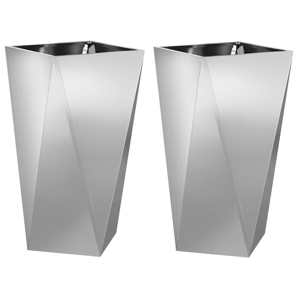 vidaXL Planter 2 pcs Silver 40 x 40 x 75 cm Galvanised Steel