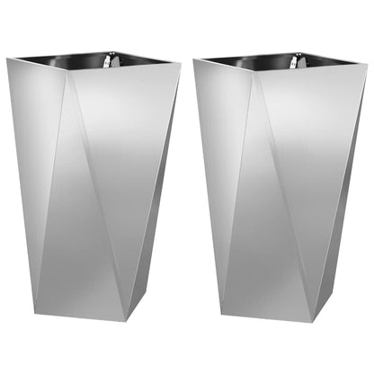 vidaXL Planter 2 pcs Silver 40 x 40 x 75 cm Galvanised Steel