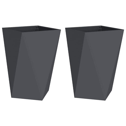 vidaXL Planter 2 pcs Anthracite 50 x 50 x 75 cm Steel