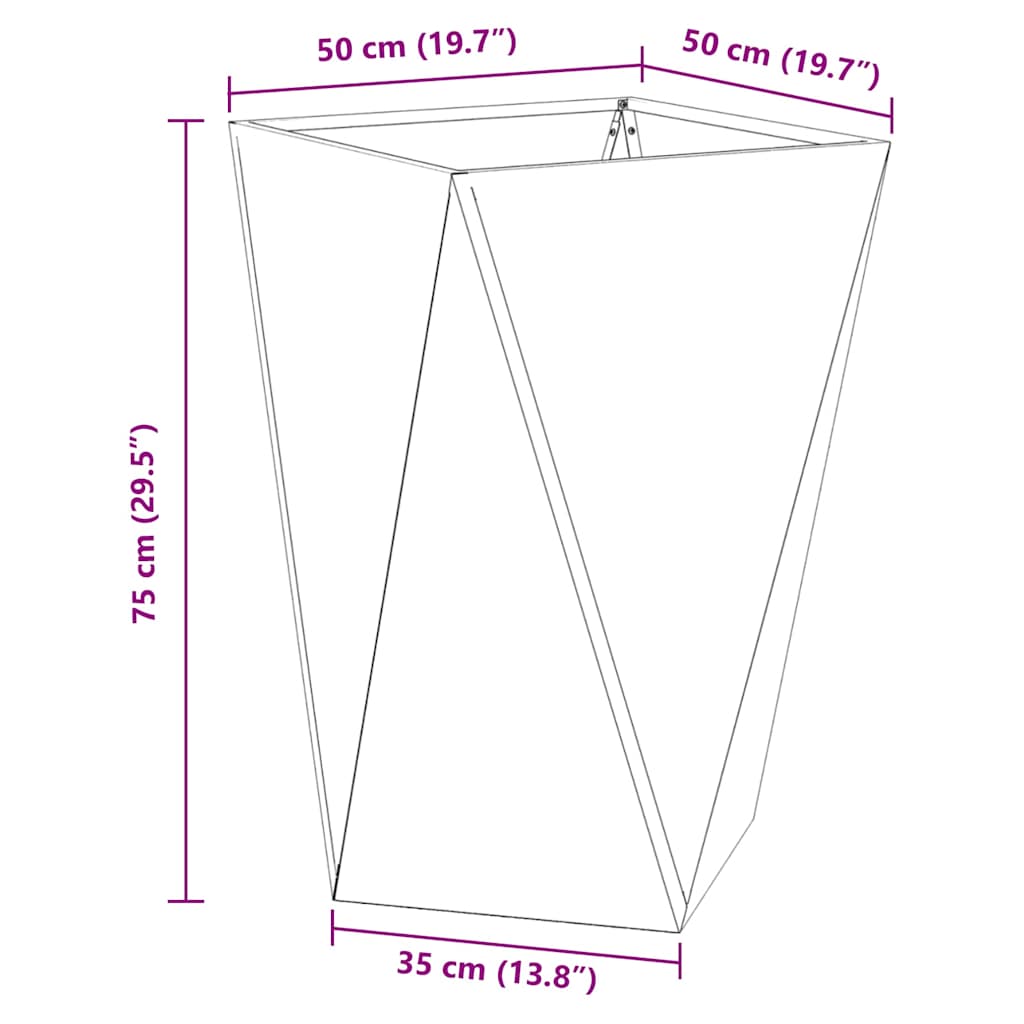 vidaXL Planter Silver 50 x 50 x 75 cm Stainless Steel
