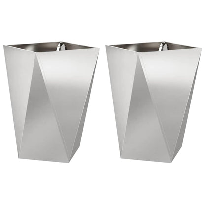 vidaXL Planter 2 pcs Silver 50 x 50 x 75 cm Stainless Steel