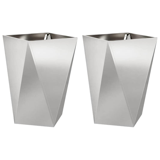 vidaXL Planter 2 pcs Silver 50 x 50 x 75 cm Stainless Steel