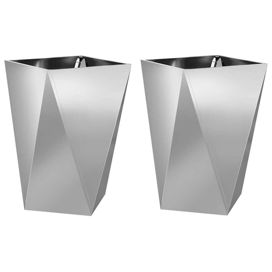 vidaXL Planter 2 pcs Silver 50 x 50 x 75 cm Galvanised Steel
