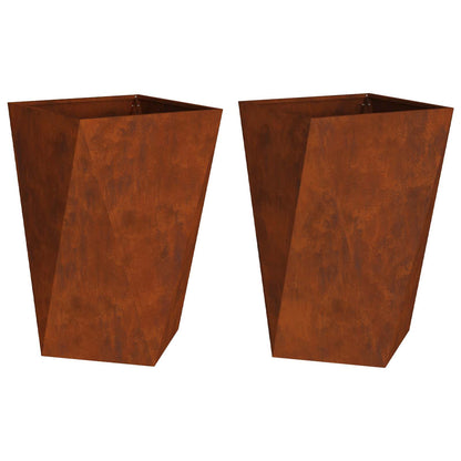 vidaXL Planter 2 pcs Rusty 50 x 50 x 75 cm Weathering Steel
