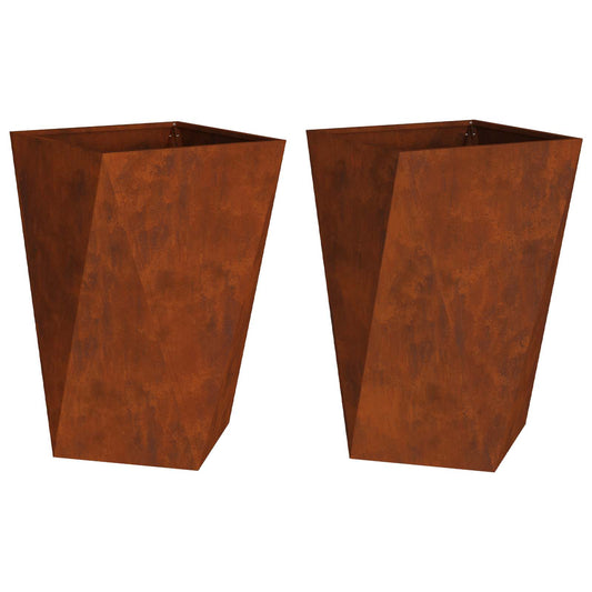 vidaXL Planter 2 pcs Rusty 50 x 50 x 75 cm Weathering Steel