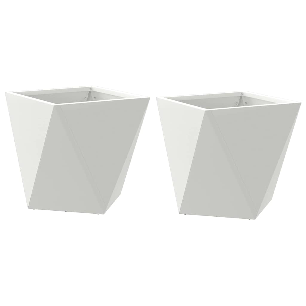 vidaXL Planter 2 pcs White 30 x 30 x 30 cm Steel