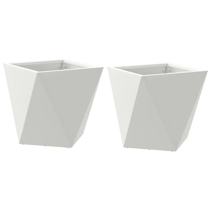 vidaXL Planter 2 pcs White 30 x 30 x 30 cm Steel