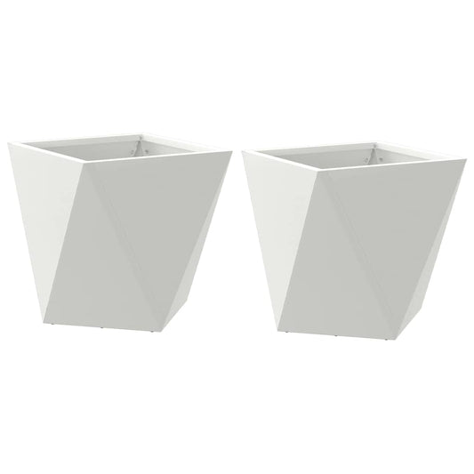 vidaXL Planter 2 pcs White 30 x 30 x 30 cm Steel