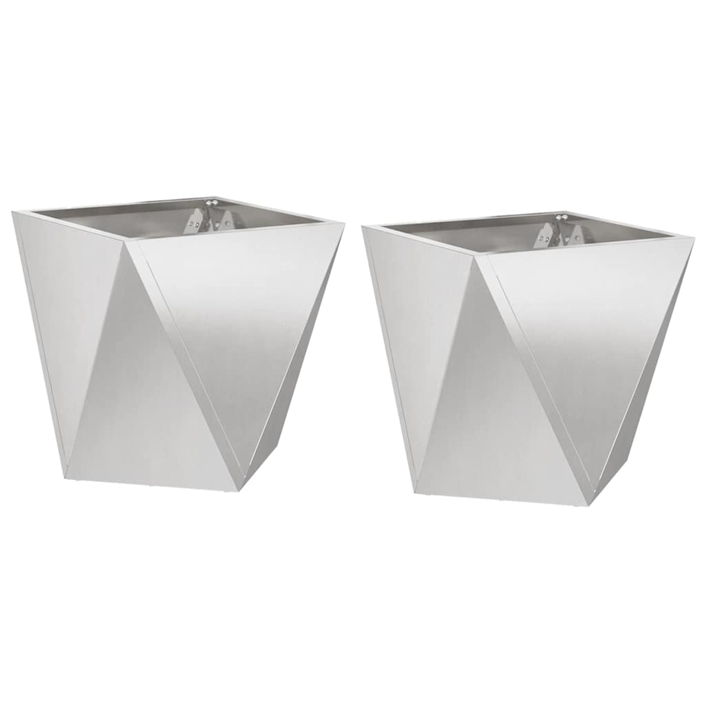 vidaXL Planter 2 pcs Silver 30 x 30 x 30 cm Stainless Steel