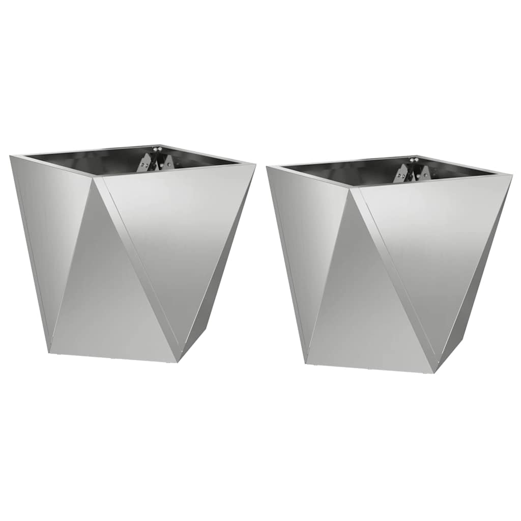 vidaXL Planter 2 pcs Silver 30 x 30 x 30 cm Galvanised Steel