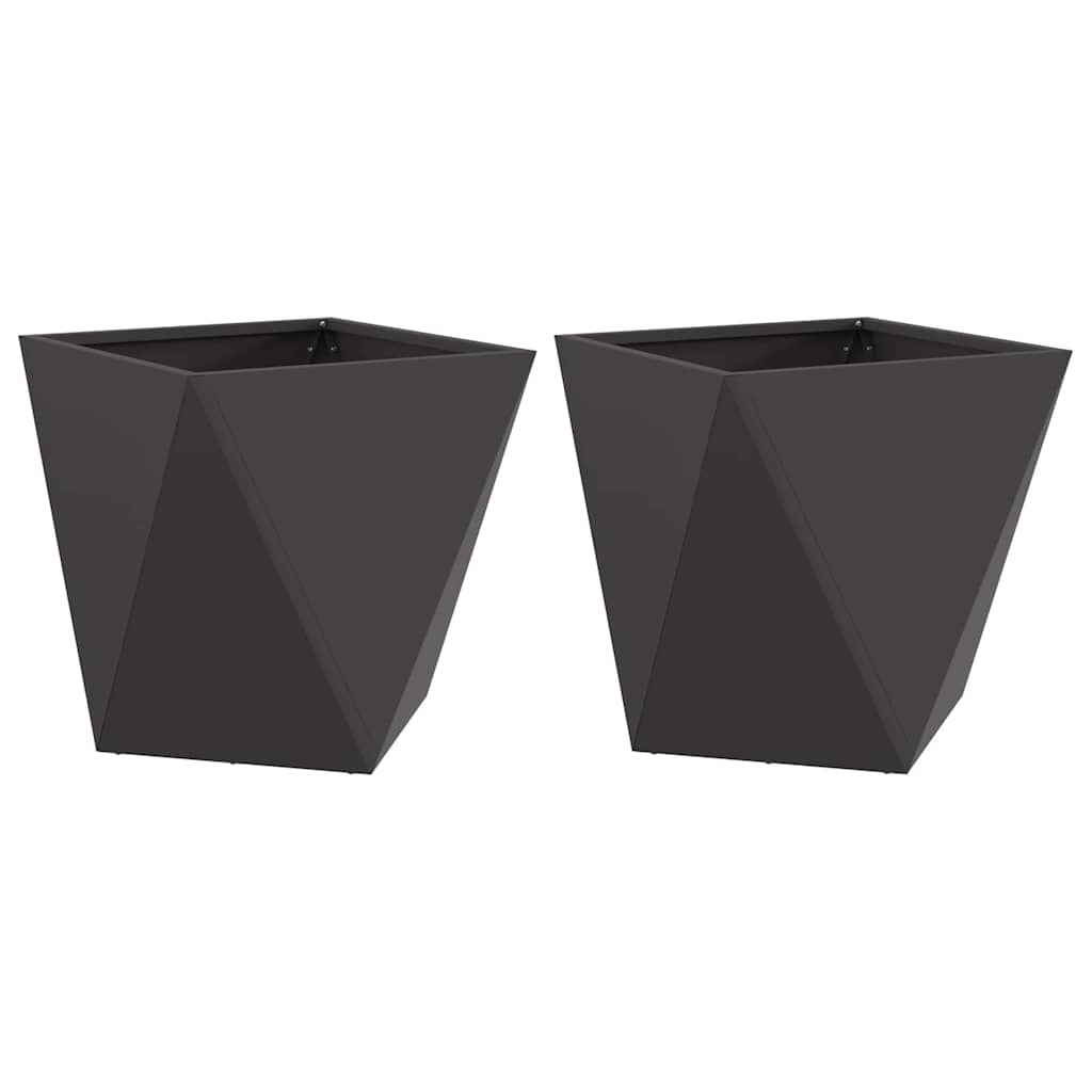 vidaXL Planter 2 pcs Black 40 x 40 x 40 cm Steel