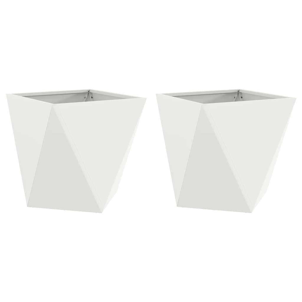vidaXL Planter 2 pcs White 40 x 40 x 40 cm Steel