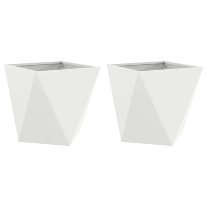 vidaXL Planter 2 pcs White 40 x 40 x 40 cm Steel