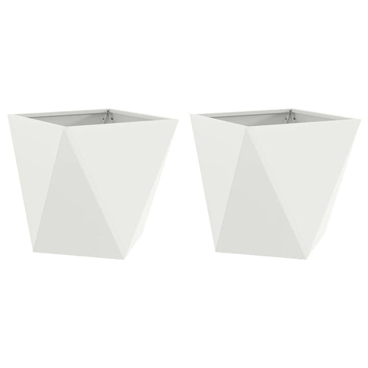 vidaXL Planter 2 pcs White 40 x 40 x 40 cm Steel