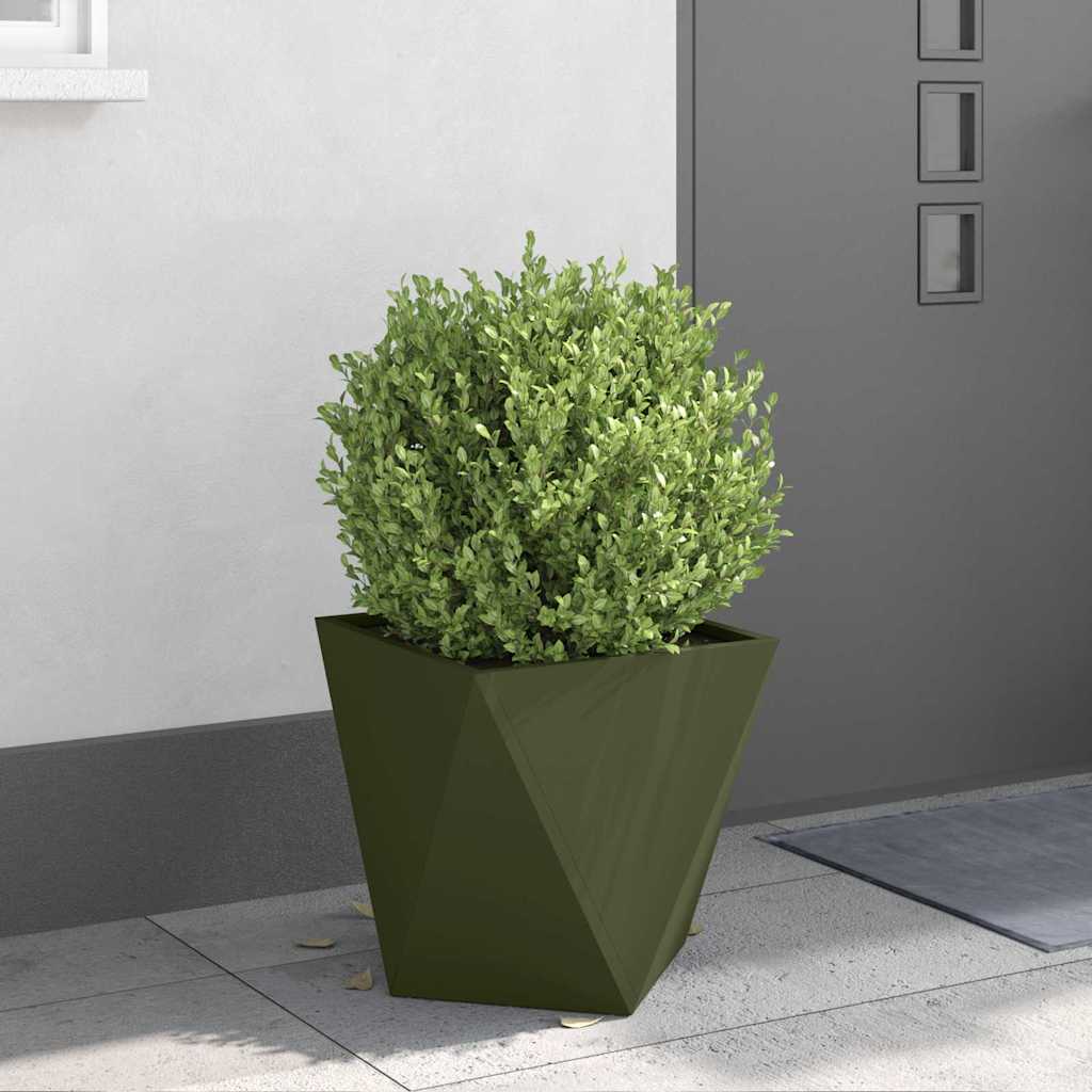 vidaXL Planter 2 pcs Olive Green 40 x 40 x 40 cm Steel
