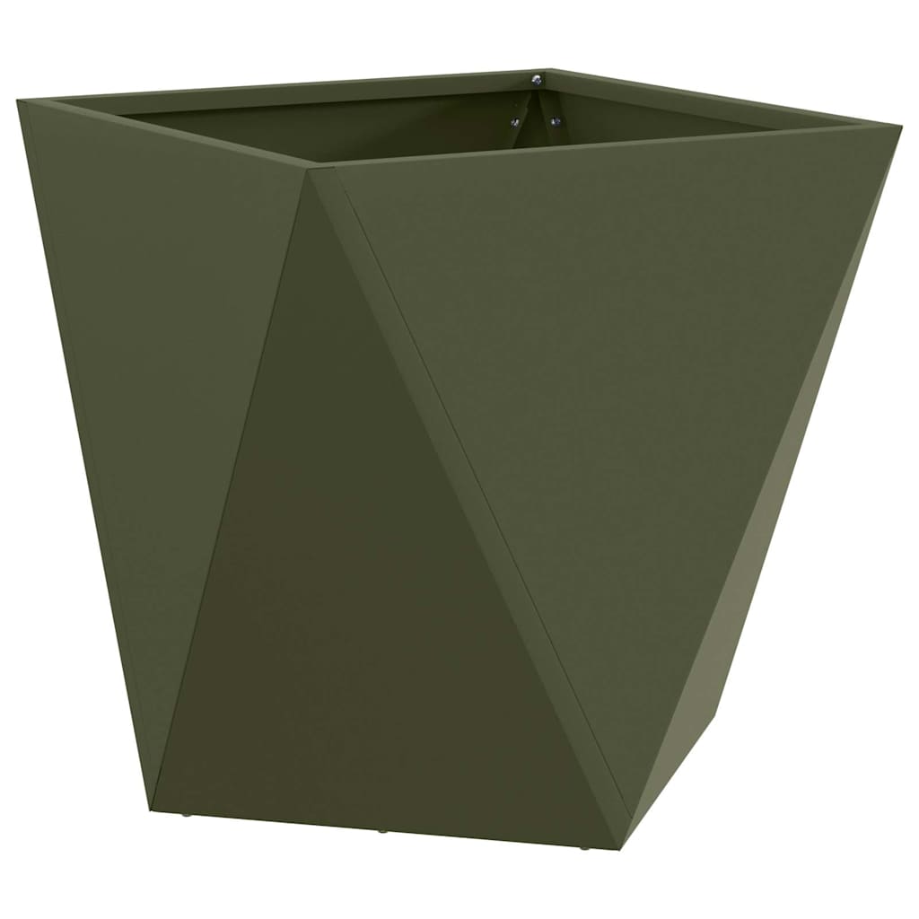 vidaXL Planter 2 pcs Olive Green 40 x 40 x 40 cm Steel