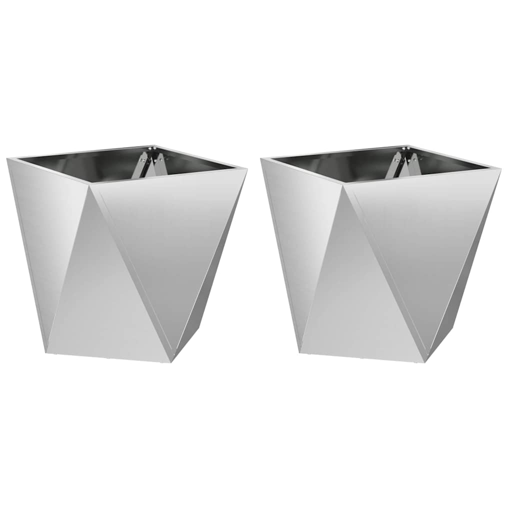 vidaXL Planter 2 pcs Silver 40 x 40 x 40 cm Galvanised Steel