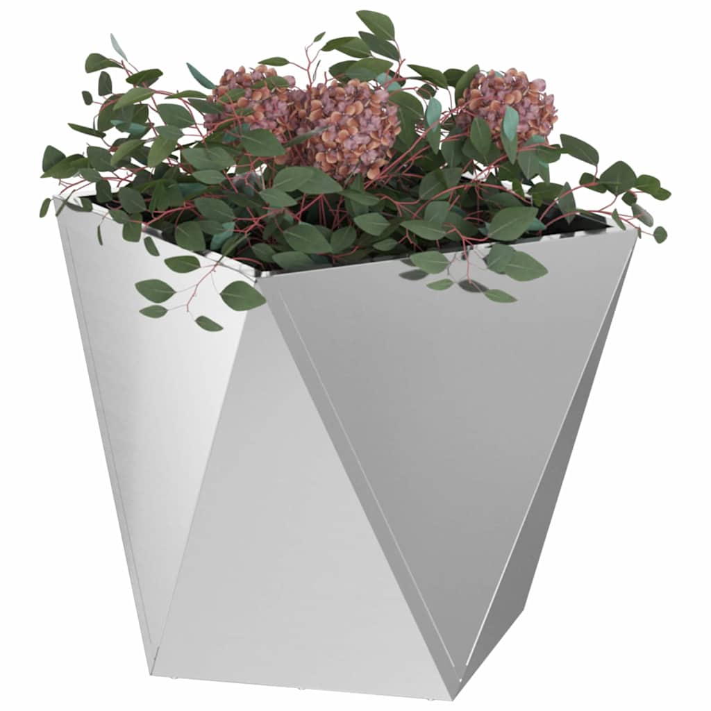 vidaXL Planter 2 pcs Silver 40 x 40 x 40 cm Galvanised Steel