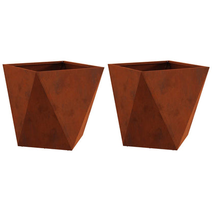 vidaXL Planter 2 pcs Rusty 40 x 40 x 40 cm Weathering Steel