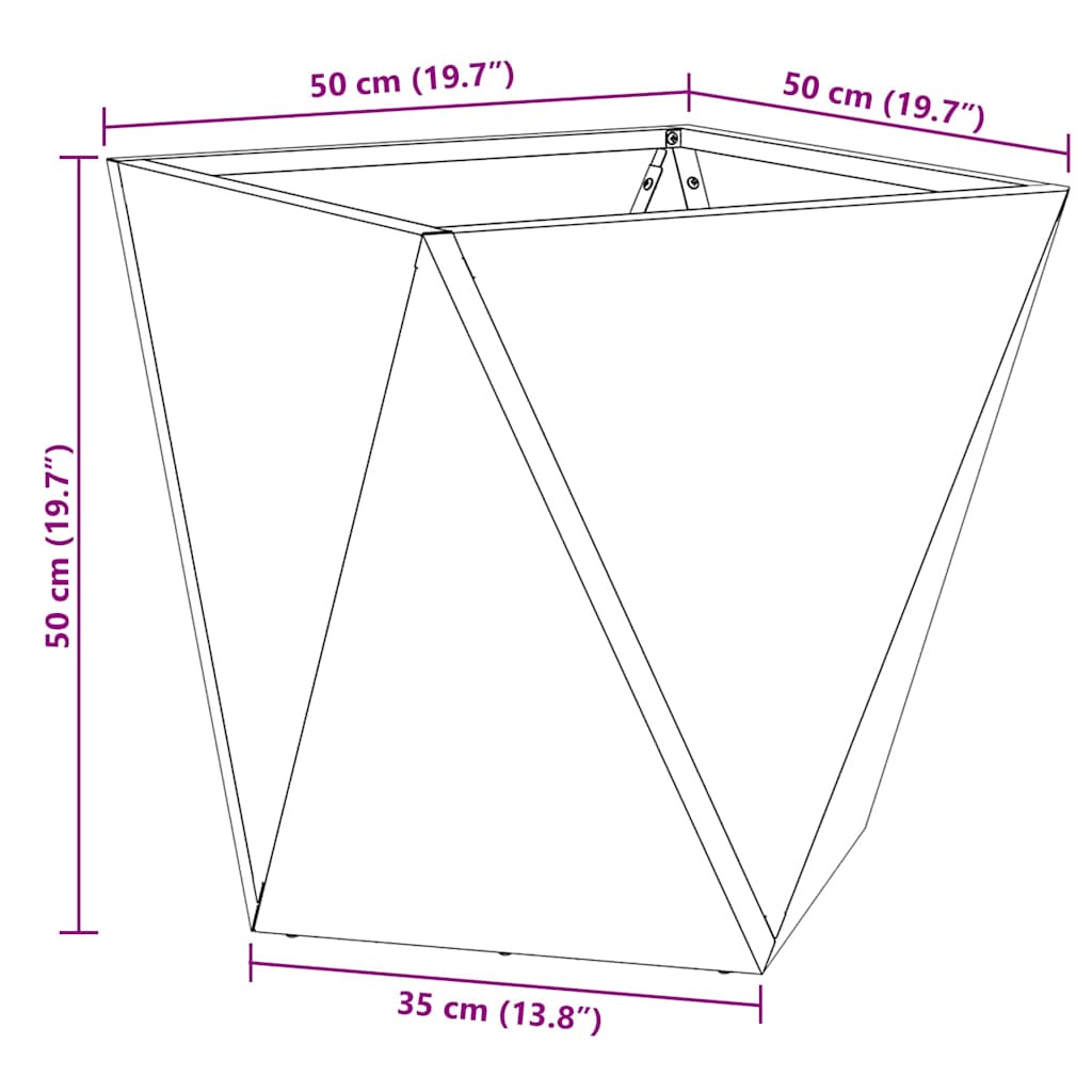vidaXL Planter Silver 50 x 50 x 50 cm Stainless Steel