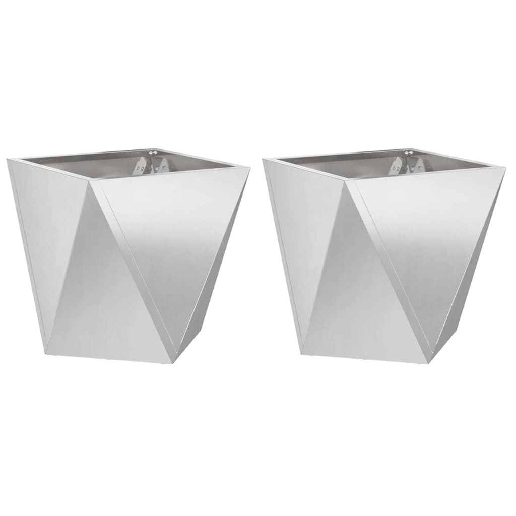 vidaXL Planter 2 pcs Silver 50 x 50 x 50 cm Stainless Steel