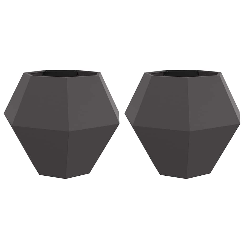 vidaXL Planter 2 pcs Black 100 x 100 x 80 cm Steel