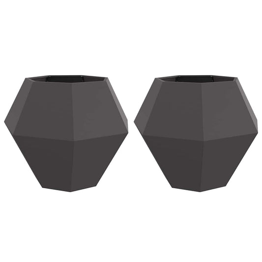 vidaXL Planter 2 pcs Black 100 x 100 x 80 cm Steel