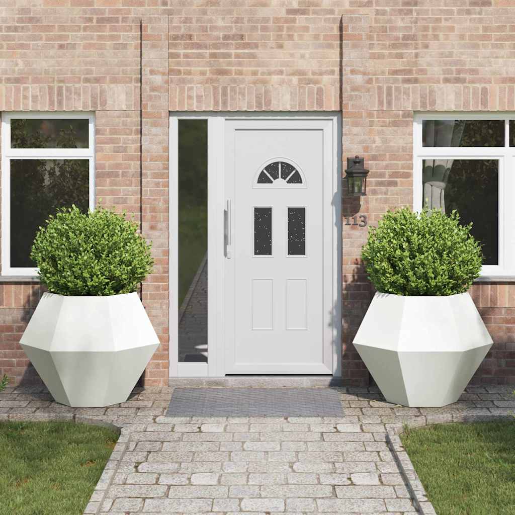 vidaXL Planter 2 pcs White 100 x 100 x 80 cm Steel