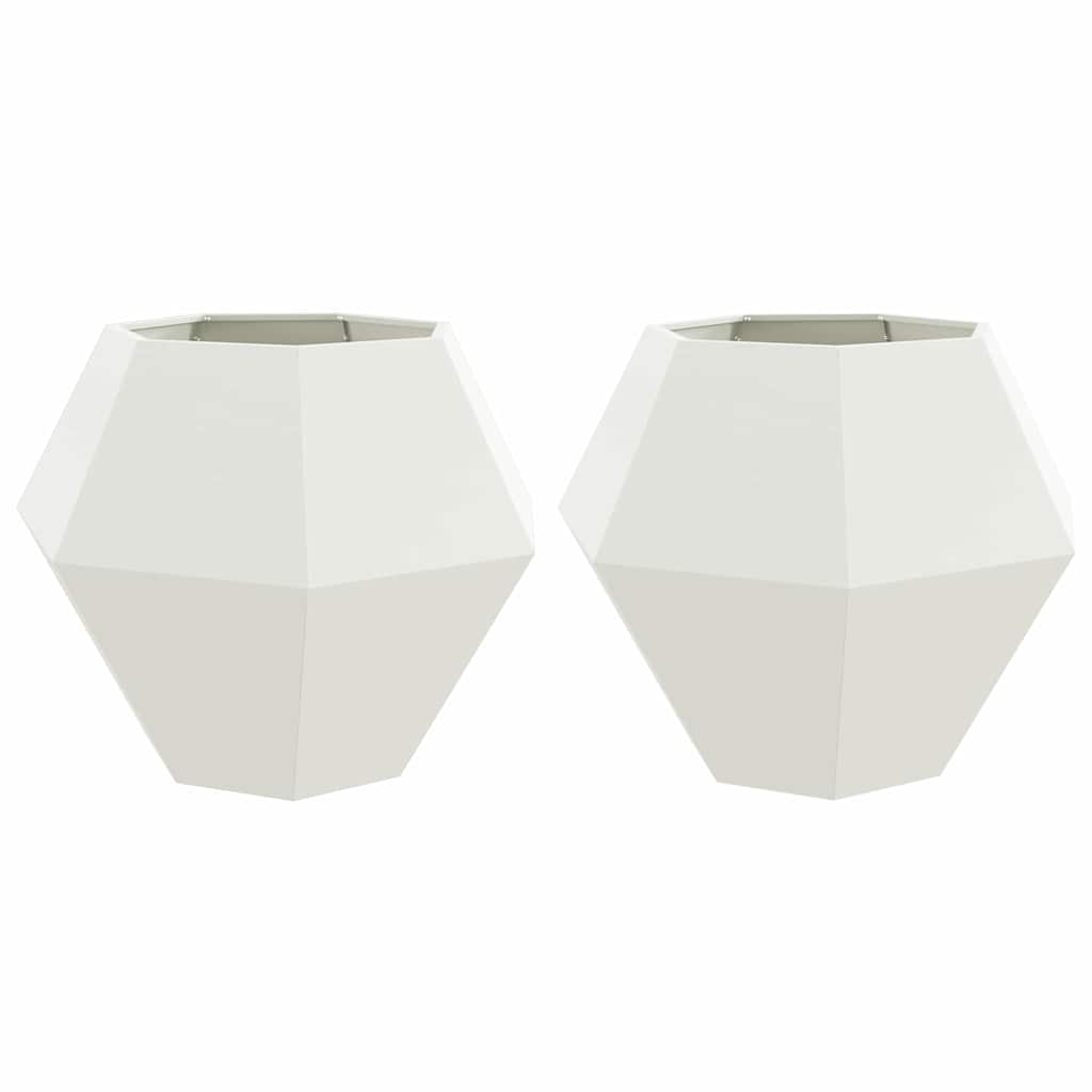 vidaXL Planter 2 pcs White 100 x 100 x 80 cm Steel