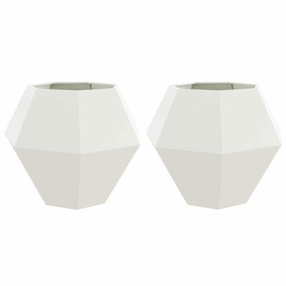 vidaXL Planter 2 pcs White 100 x 100 x 80 cm Steel