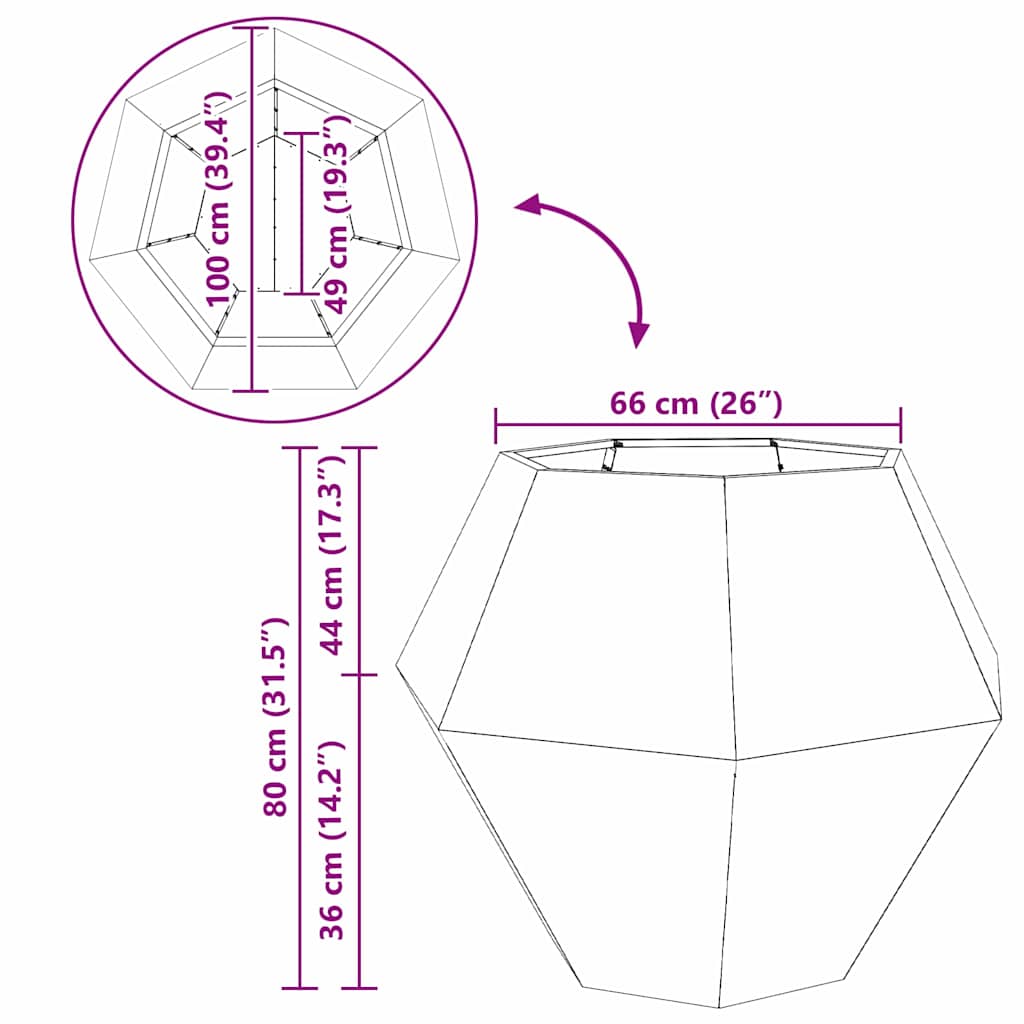 vidaXL Planter 2 pcs White 100 x 100 x 80 cm Steel