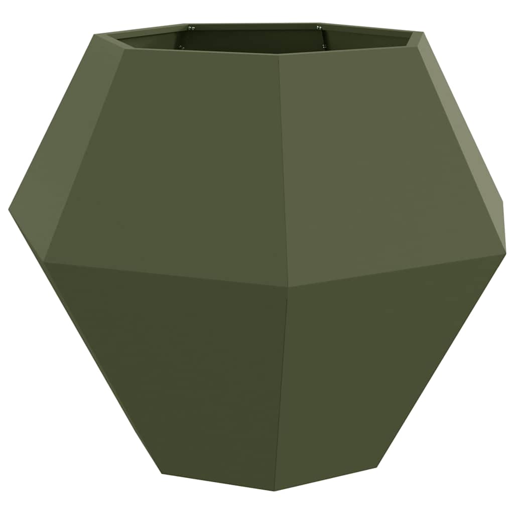 vidaXL Planter 2 pcs Olive Green 100 x 100 x 80 cm Steel