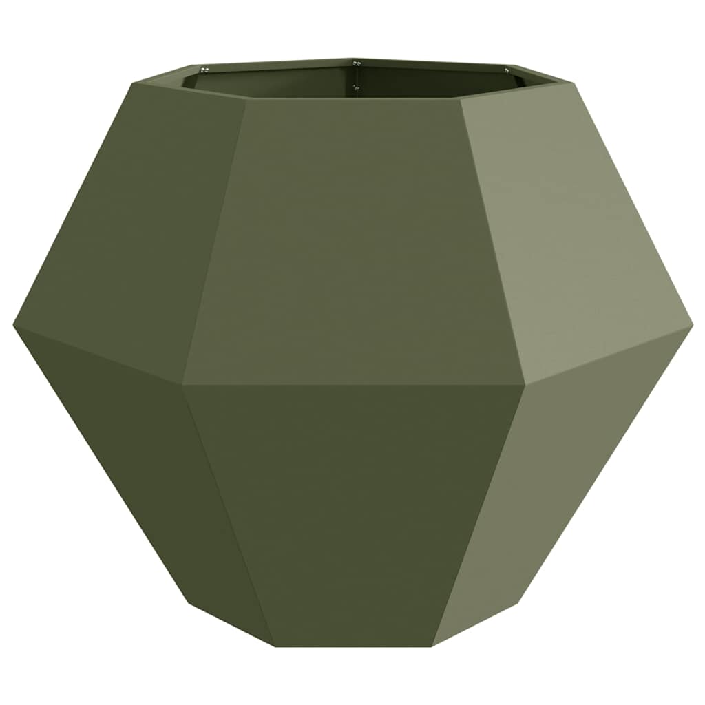 vidaXL Planter 2 pcs Olive Green 100 x 100 x 80 cm Steel