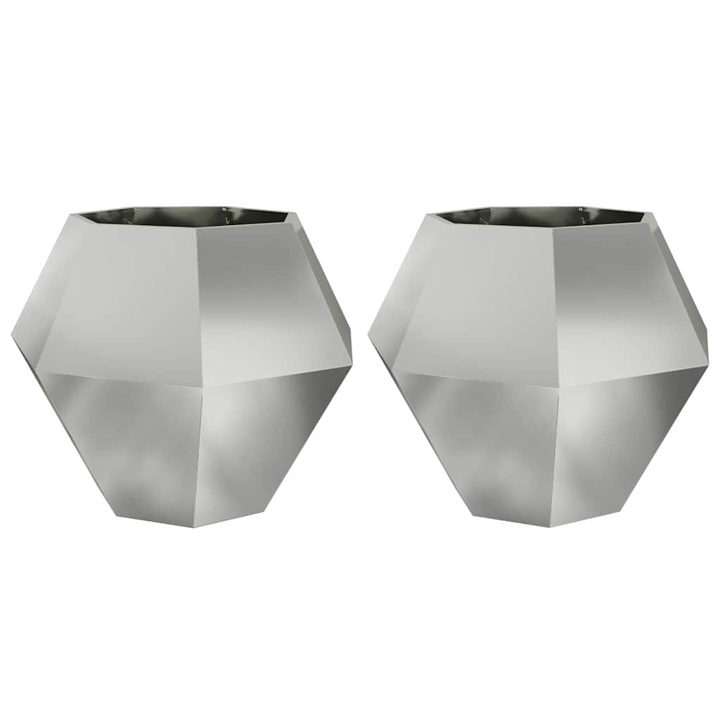 vidaXL Planter 2 pcs Silver 100 x 100 x 80 cm Galvanised Steel