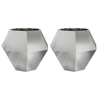vidaXL Planter 2 pcs Silver 100 x 100 x 80 cm Galvanised Steel