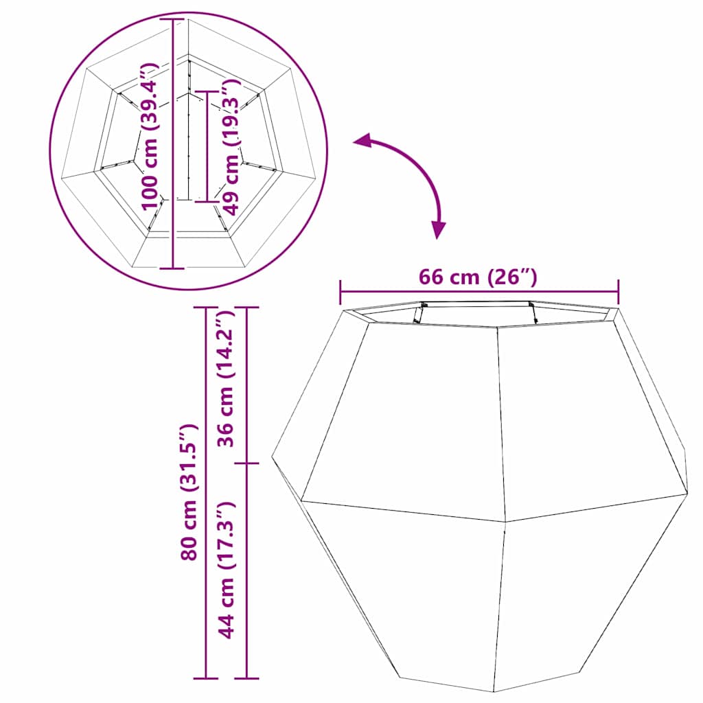 vidaXL Planter 2 pcs Silver 100 x 100 x 80 cm Galvanised Steel