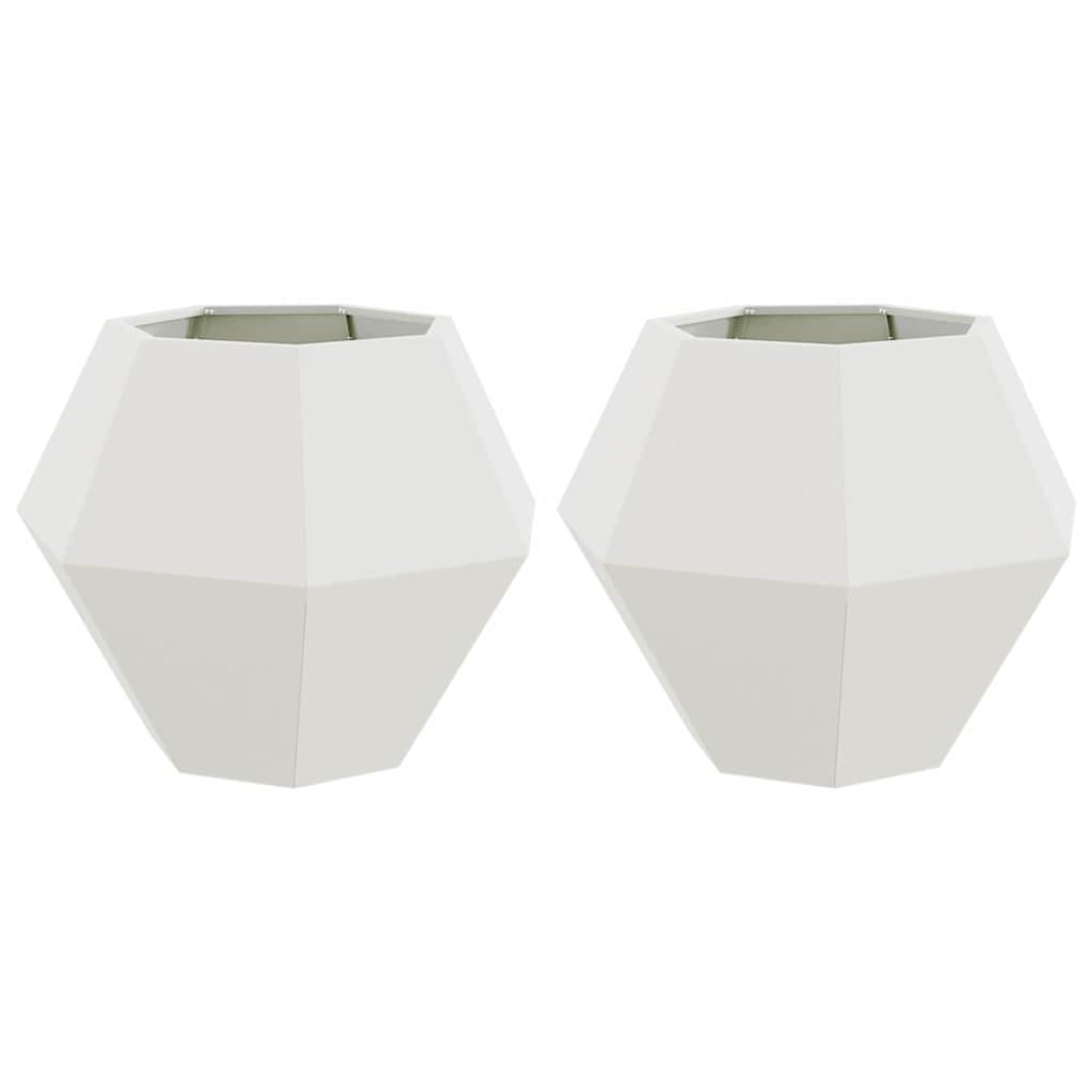 vidaXL Planter 2 pcs White 75 x 75 x 60 cm Steel