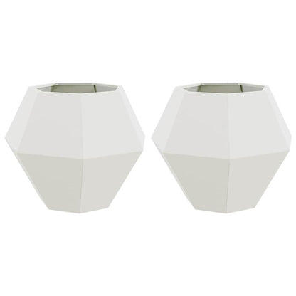 vidaXL Planter 2 pcs White 75 x 75 x 60 cm Steel