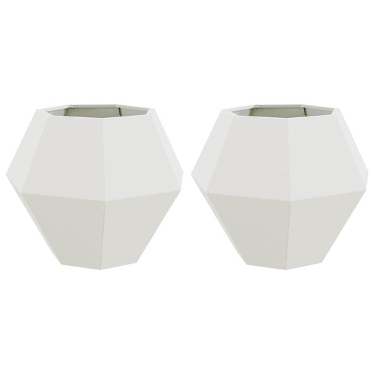 vidaXL Planter 2 pcs White 75 x 75 x 60 cm Steel