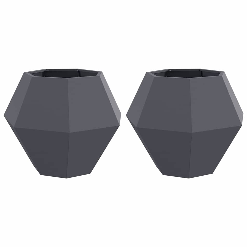 vidaXL Planter 2 pcs Anthracite 75 x 75 x 60 cm Steel